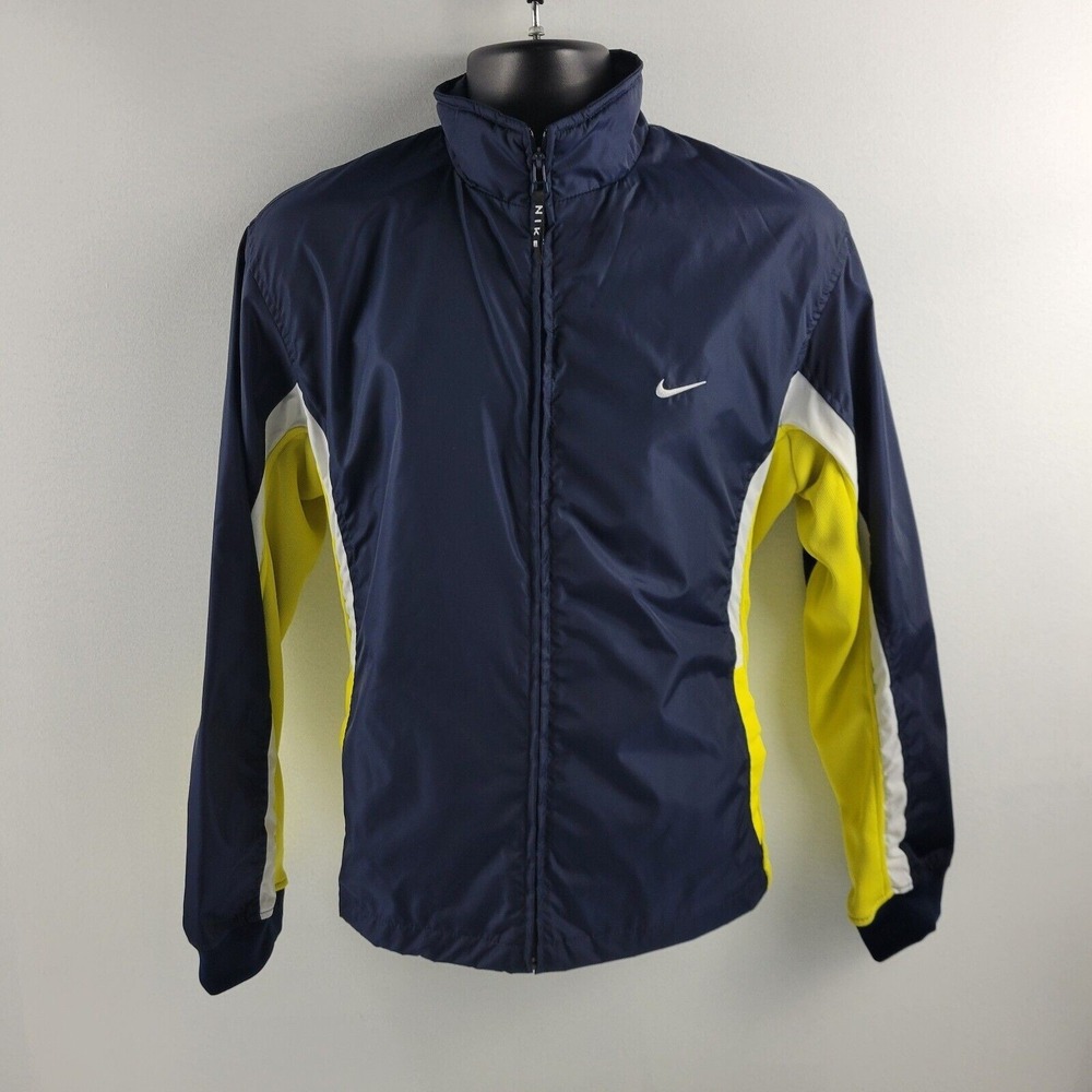 Vintage Nike windbreaker women's L 12-14‎ blue yellow 1992 full zip jacket